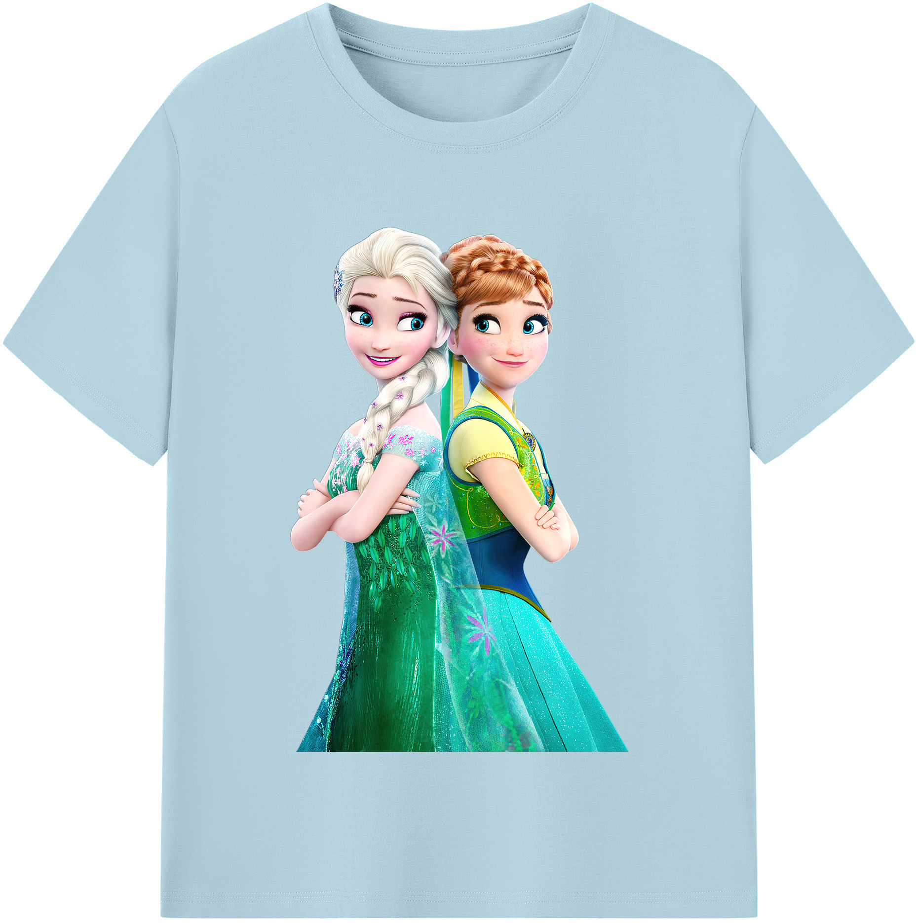 （画像用） アナと雪の女王 アンナ エルサ Frozen Anna Elsa 綿100％半袖Tシャツ（フロントプリント）